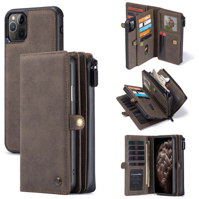 Luxury Zipper Magnet Wallet Pouch Case For iPhone 12 Mini SE  7 8 11 Pro XS Max X XR Flip Leather Card Removable Phone Cover