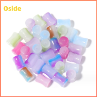 OSIDE 90pcs สีผสมกัน ลูกปัดแก้วลูกปัด สีสันสดใส สุ่มแบบสุ่ม ติดลูกปัดลูกปัด ลูกปัดหลอดกลม กระจกสำหรับผู้หญิง ลูกปัดแลมป์เวิร์ค ทำเครื่องประดับ DIY