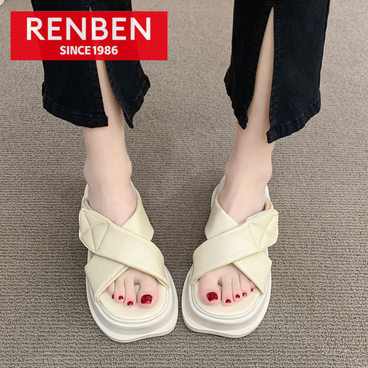 renben-ตีนตุ๊กแกรองเท้าแตะที่ดูดีผู้หญิงหนาขนาดเล็กเสื้อนอก-alat-pel-rumah-คำเดียวสำหรับคนขี้เกียจ