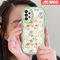 JIUMOO เคส A04s A13กาแล็คซี่ของปลอกสำหรับ Samsung 5G ลายดอกไม้แฟชั่นลายคลื่นสีสันสดใสขอบซิลิโคนเคสโทรศัพท์แบบใสนิ่มเคสโปร่งใสป้องกันเลนส์กล้องเคสกันกระแทก