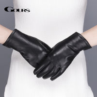 Gours Womens Genuine Leather Gloves Black Classic Sheepskin Touch Screen Gloves Winter Thick Warm Fashion Mittens New GSL076