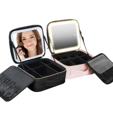 Travel Makeup Case with LED Light&Mirror 3 Level Cosmetics Storage Box  Portable