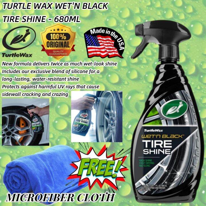 (100% ORIGINAL TURTLE WAX) Turtle Wax Wet'N Black Tire Shine - 680ML ...