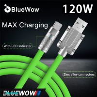 【?ลด15%?】Bluewow 120W 6A ชาร์จเร็วพิเศษเครื่องชาร์จของเหลวสายซิลิโคน Type-C สายสำหรับข้อมูล Iphone USB สำหรับระบบแอนดรอยด์หนาสายข้อมูล1.5เมตร