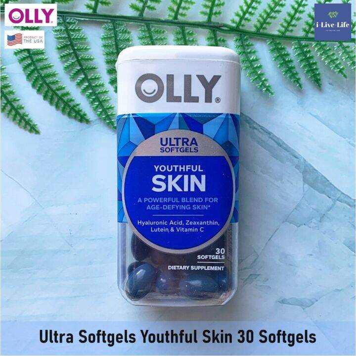 57% OFF ราคา Sale!!! EXP: 04/23-07/23 OLLY - Ultra Softgels Youthful Skin 30 Softgels วิตามินสำหรับผิว กระชับผิว เพิ่มความชุ่มชื้น