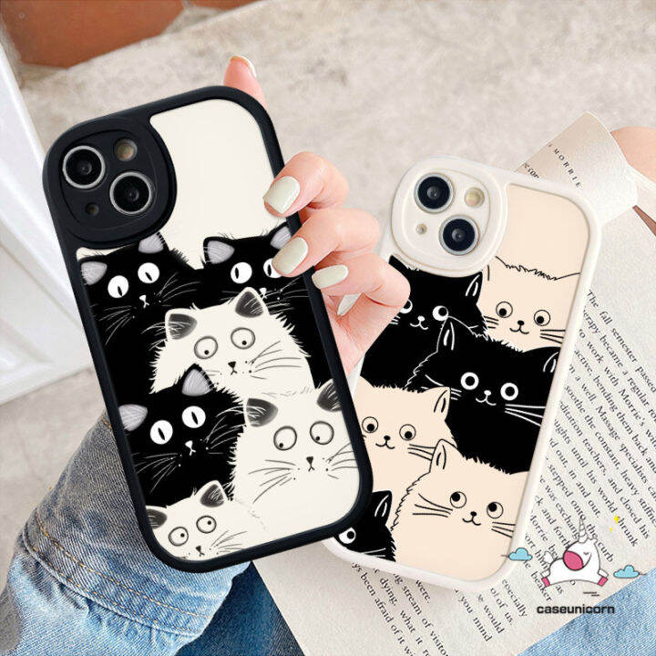 เคสมือถือลายแมวการ์ตูนน่ารักใช้ได้กับ-iphone-11-14-12-13-pro-max-7plus-xr-6s-7-8-plus-x-xs-max-se-2020ฝาครอบด้านหลังเนื้อนิ่ม-tpu-ตลก