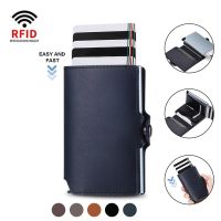 Rfid Cow Genuine Leather Wallets Men Credit Card Holder Wallet Slim Thin Mini Pop Up Smart Wallets Money Bags Male Purse Vallet Card Holders