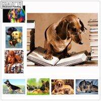 bjh◑☑  Painting Round Dog Professor Dachshund Embroidery Rhinestones Picture By Numbers  XY25