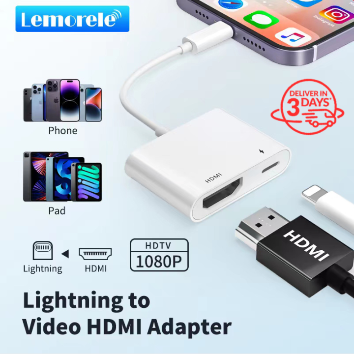 Lightning to HDMI adapter for iPhone to TV iPhone to HDMI adapter 1080P