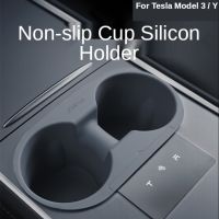 Jowua For Tesla Model 3 Y Car Water Cup Slot Slip Holder Accessories Silicone Water Proof Coasters Double Hole Holder Organizer