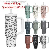 ✠▪ rfefefewfeerew 40 oz Tumbler Com Alça Leopardo Impressão Isolado Canecas Tampas e Palhas de Aço Inoxidável Café Termos