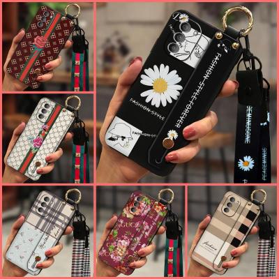Shockproof Durable Phone Case For MOTO G51 5G silicone Lanyard Anti-dust classic Plaid texture Original cartoon cute