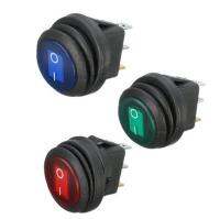 5Pcs 3 Pins เปิดปิด SPST Rocker Switch กันน้ำ12V 20A รถเรือสีเขียวสีแดง BlueLED Light Round