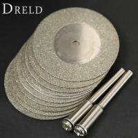 GJPJ-10pcs 35mm Dremel Accessories Stone Jade Glass Diamond Dremel Cutting Disc Fit Rotary Tool Dremel Drills Tool With Two Mandrel