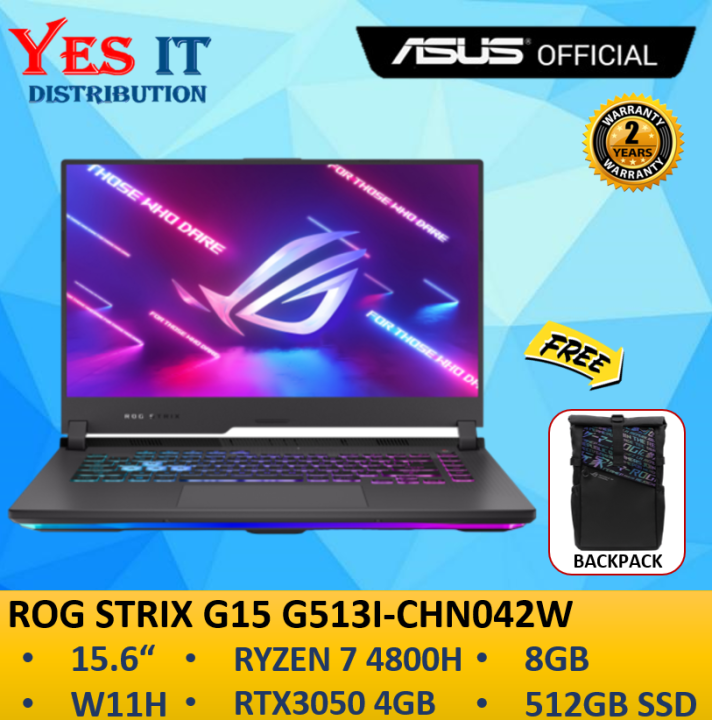 Asus Rog Strix G15 G513i Chn042w 156 Fhd 144hz Gaming Eclipse Grayryzen 7 4800h 8gb 512gb 6581