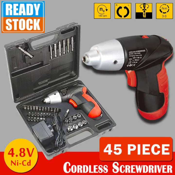 Cordless Multi-function Electric Screwdriver Set 4.8V 45pcs Box Bor ...