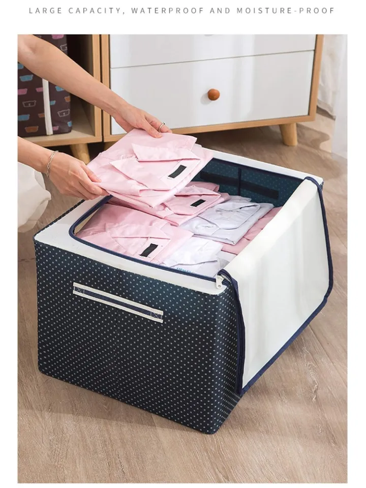 MALL 66 Litre Capacity Storage Boxes for Clothes, Foldable Cloth Storage Box  with Steel Frames, Clothes