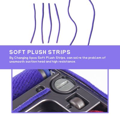 6Pcs Soft Plush Strips for Dyson V6 V7 V8 V10 V11 Vacuum Cleaner Soft Roller Head Replacement Accessories Parts