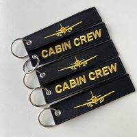 Wholesale 5 PCS/Lot Embroidery Cabin Crew Keychains for Flight Crews Gifts Black Yellow Letters Key Chain