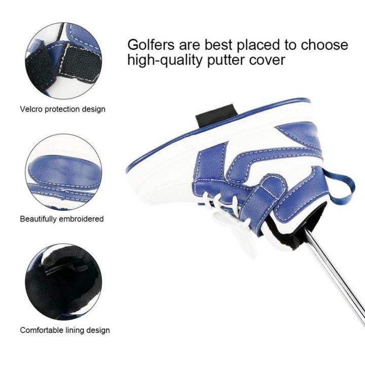 golf-putter-cover-creative-sneaker-shape-golf-head-cover-for-driver-fairway-hybrid-putter-pu-leather-protector-golf-accessories