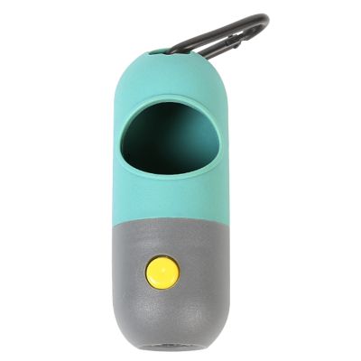 แบบพกพา Poop Bag Dispenser Multicolor Pet Waste Disposal Bag Dispenser พร้อมคลิปไฟฉาย LED สำหรับสุนัขเล่นกลางแจ้ง