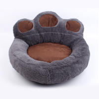 Fluffy Comfy Bear Paw Dog Bed Kennel Round Brown Pet Sleeping Sofa Fleece Cat House Puppy Basket Dog Supplies Teddy Schnauzer