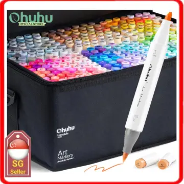 Ohuhu Alcohol Markers Brush Tip -Double Tipped Art Marker Set for Kids  Artist Adults Coloring Sketching