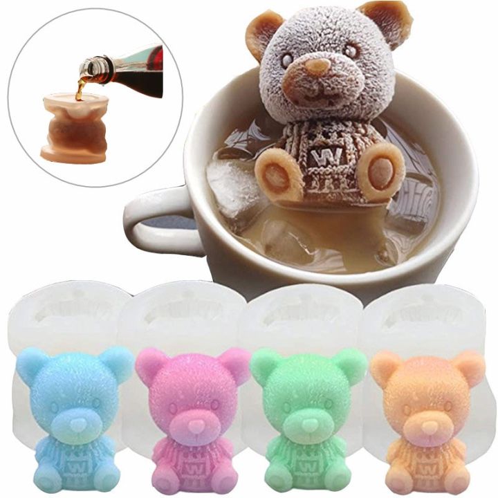 3D Silicone Mold Bear Shape Mould Tray White Little Bear Ice Cube Maker DIY