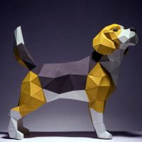 3D Papercraft DIY Paper Model Beagle Sculpture Home Decoration Puzzles Animals Models Origami Gifts Adult Toy Living Room