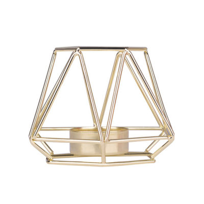 Gold Iron Candleholders Geometric Candlestick Metal Tealight Votive Candle Cup Home Decoration