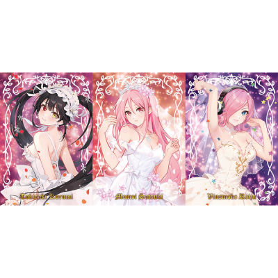 9Pcsset Anime Girls Wedding Dress Series Color Flash Card Albedo Reiju Tokisaki Kurumi Anime Game Collection Cards Gift Toys
