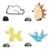 【CC】 Pins cartoon animal thousand paper crane polar bear brooch accessories wild student hedgehog balloon dog badge