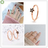 Cod Qipin Small Daisy Titanium Steel Black and White Flower Index Finger Ring Jewelry for Women Ladies Size 5-9