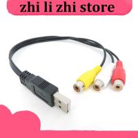 zhilizhi Store USB Male Plug To 3 RCA Female AV Adapter Audio Converter connector Video A/V Cable to Cable for HDTV TV Television Wire Cord