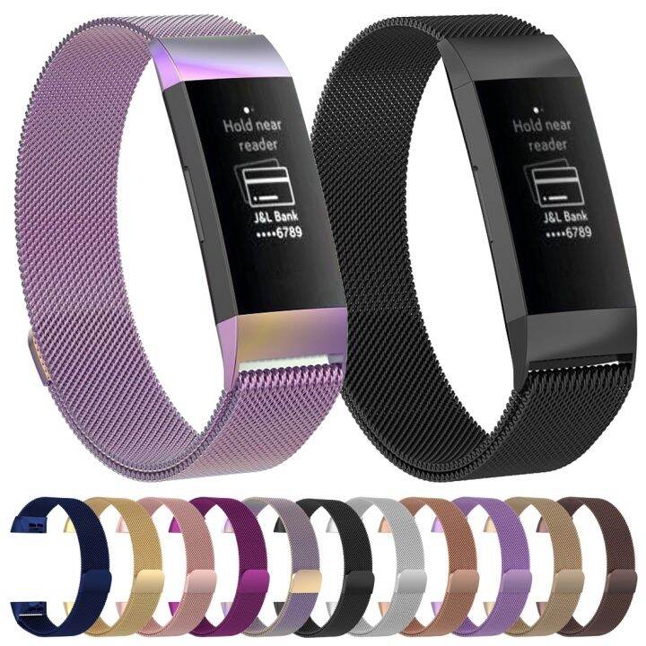 แม่เหล็กสแตนเลสสายนาฬิกาข้อมือสำหรับ-fitbit-charge-3ขนาด-เล็ก187x18มม-สีดำ-จำหน่ายเอง