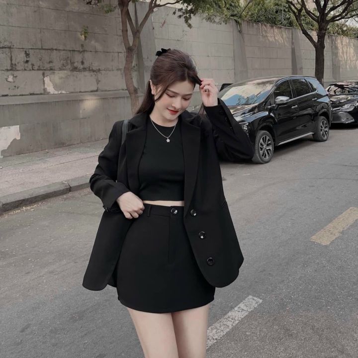 Top 10 set áo vest chân váy Hàn Quốc dáng A công sở