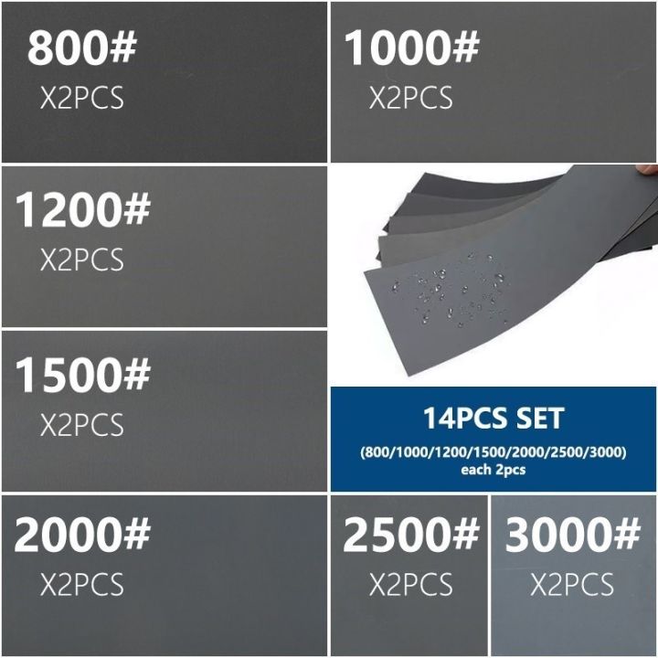 lz-xcan-14pcs-800-3000-grit-wet-dry-sandpaper-waterproof-sand-paper-for-wood-metal-polishing-tool-sanding-paper