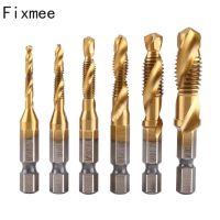 ✲ 6pc 1/4 quot; Hex Shank Drill Bit Metric Thread M3-M10 Titanium Coated HSS Drill and Tap for soft tapping metal/aluminum/iron