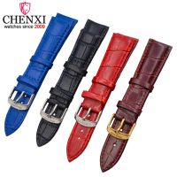 CHENXI Gelang Jam Tangan Kulit Mewah Pria Hitam/Merah/Biru/Coklat Tali Jam Tangan Kulit 20Mm 22Mm 24Mm