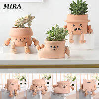 MIRA เซรามิค Planter พร้อม Handmade การ์ตูนน่ารักใบหน้ากระถางดอกไม้เคสใส่ของ Garden Home เครื่องประดับสำหรับ Bonsai