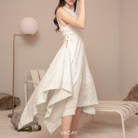 [VACAY] VCS23 SCOTTED SIDE BOW TIE MAXI DRESS เดรส เดรสยาว เดรสลายสก็อต เดรสชายทะเล ชุดใส่ไปทะเล เดรสผู้หญิง เสื้อผ้าผู้หญิง เสื้อผ้าแฟชั่น