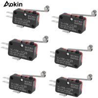 6Pcs V-156-1C25 Micro Limit Switch with Hinge Roller Momentary SPDT Snap Action for Arduino