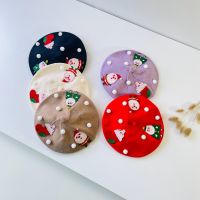 Knitted Christmas Beret Hat New Year Kids Caps For Girls Winter Children Accessories