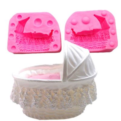 1ชิ้นแม่พิมพ์เค้ก3d เด็กเปลเด็ก Bassinet C C Radles รถซิลิโคนแม่พิมพ์เค้กแม่พิมพ์ฟองดองเครื่องมือตกแต่งแม่พิมพ์คัพเค้ก-เครื่องมือเค้ก-