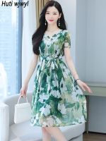 【YF】 Summer Floral Chic V-Neck Sexy Midi Dress Women Elegant Casual Boho Beach 2023 Korean Bodycon Party Evening Prom Vestidos