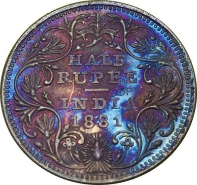 เหรียญอินเดีย Gratis Ongkir 1881เหรียญวิกตอเรียจักรพรรดินีชุบทองเหลืองเงินเหรียญรูปีครึ่งเหรียญสามารถเลือกสีที่แตกต่างกันได้