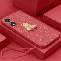 เคส OPPO A78 5G OPPO A98 5G เคสนิ่มใส่โทรศัพท์ซิลิโคนเหลวป้องกันเคสกันกระแทกมือถือเรียบเนียนน่ารักหมีการ์ตูนมีสายคล้อง