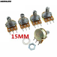 5pcs WH148 B1K B2K B5K B10K B20K B50K B100K B500K 3Pin 15mm Shaft Amplifier Dual Stereo Potentiometer 1K 2K 5K 10K 50K 100K 500K