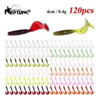 120Pcs New Soft Bait 4cm0.4g Fishing Lures Plastic Silicone Worm Moggot Grub Lure Saltwater Wobblers Carp Swimbait for Pike Tool Accessories