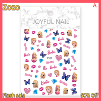 Zozo ✨Ready Stock✨ สติกเกอร์ติดเล็บสีชมพูบาร์บี้แบบทำมือสติกเกอร์อะนิเมะน่ารักสำหรับเด็กผู้หญิงรูปตุ๊กตาเล็บรูปลอกศิลปะสำหรับตกแต่งเล็บของเล่นของขวัญ